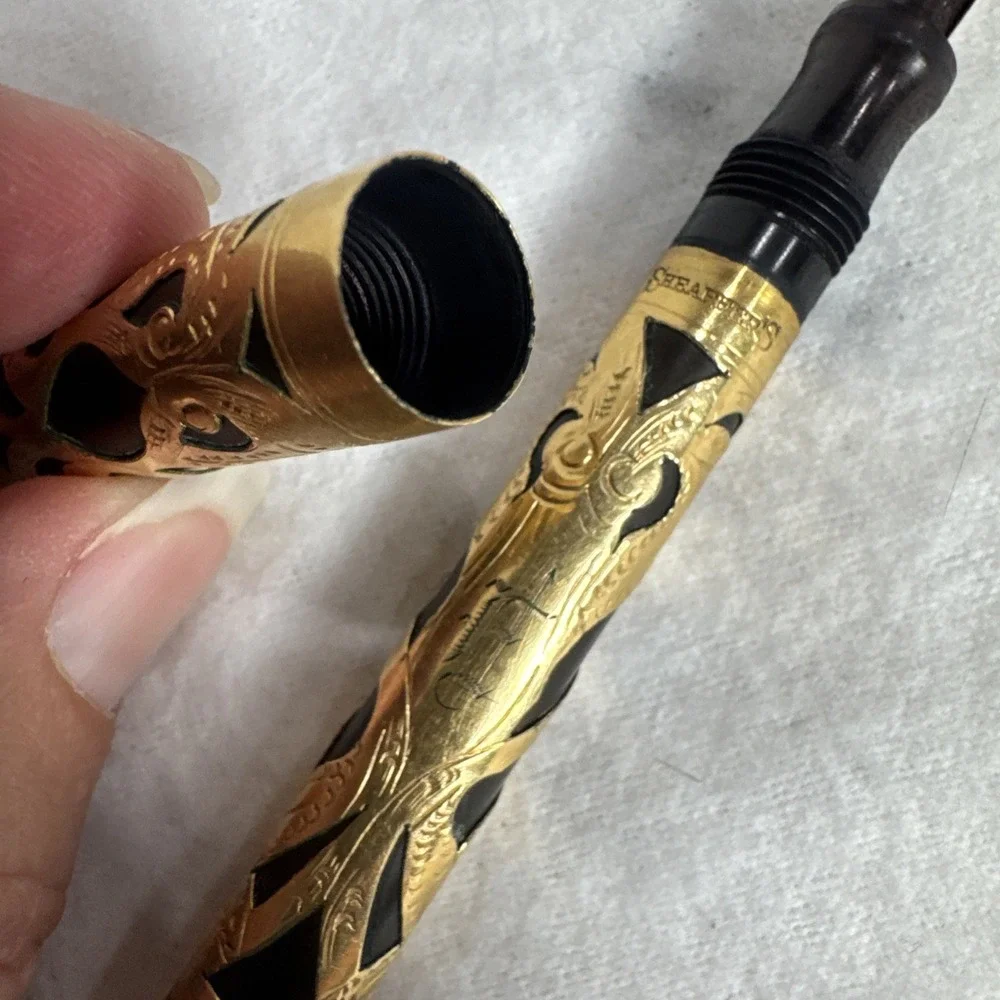 Vintage 1930s Sheaffer Fountain Pen Victorian Filigree Gold Overlay